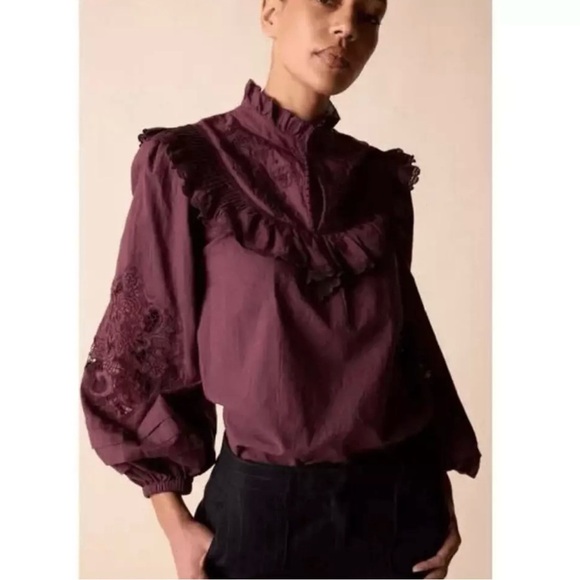 St. Roche Clair Blouse in Raisin, Embroidery and Lace. Size 2. NWT! - Picture 3 of 8